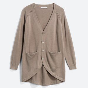 Adler Curved Hem Button Up Cardigan - Size M - Taupe - Worn Only Once!
